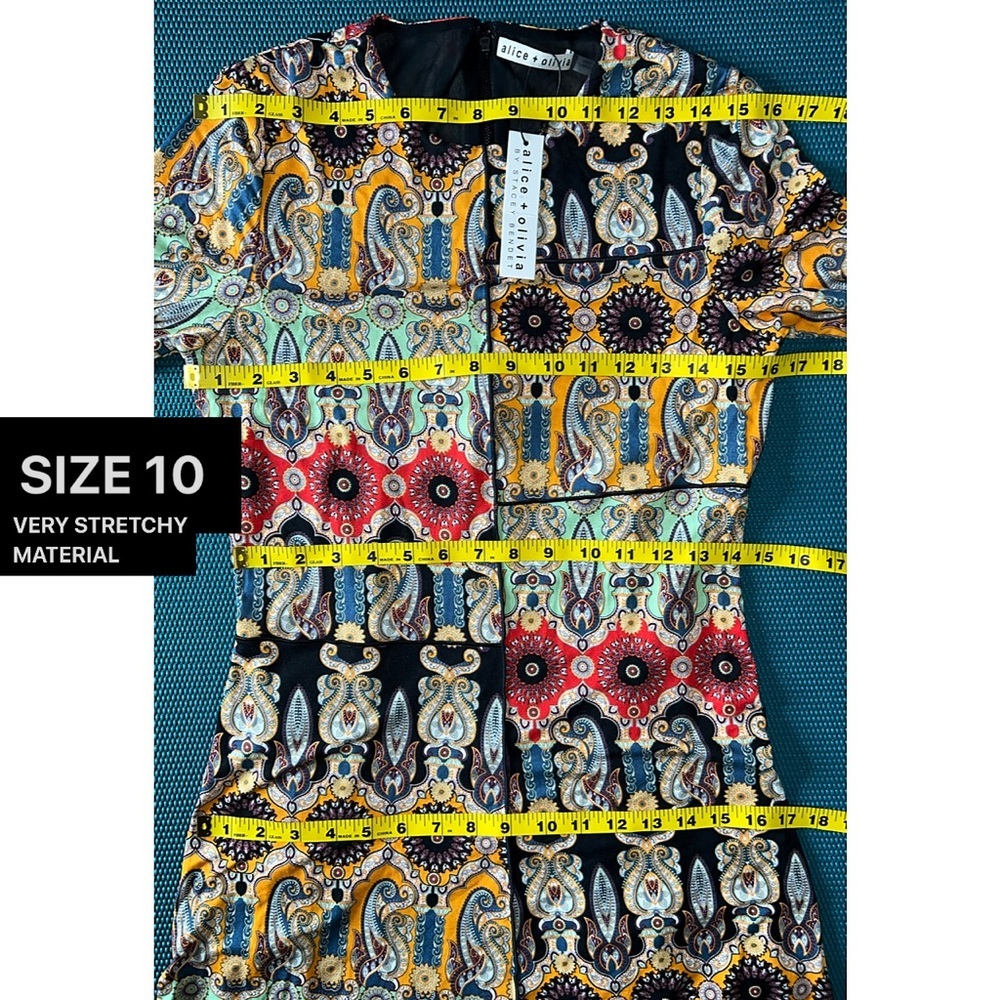 Alice + Olivia Delora Boho Print Floral Paisley Mini Dress - Picture 12 of 16